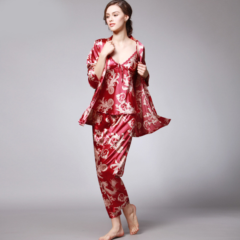 Women's Asian Style Silk Pajama Set