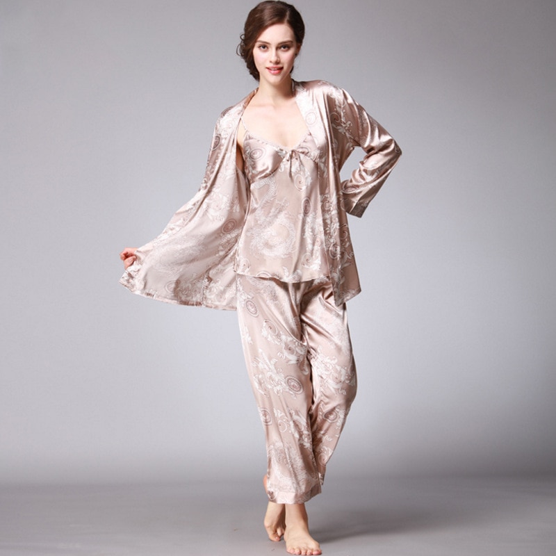 Women's Asian Style Silk Pajama Set