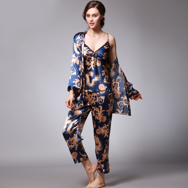Women's Asian Style Silk Pajama Set